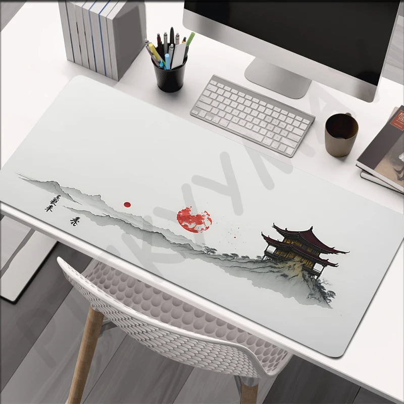 Alfombrilla Pintura Tinta China XXL - Mouse Pad Goma Natural Bordes Reforzados | Tapete Escritorio Gaming Grande