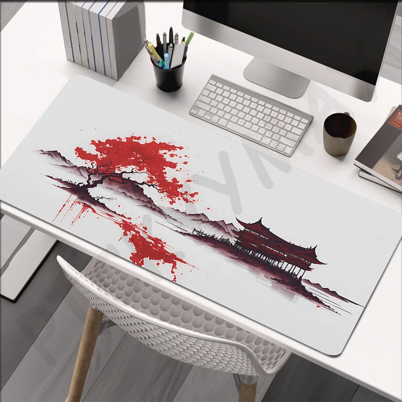Alfombrilla Pintura Tinta China XXL - Mouse Pad Goma Natural Bordes Reforzados | Tapete Escritorio Gaming Grande