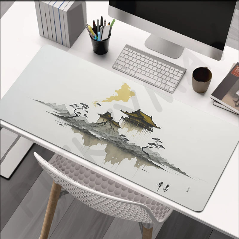 Alfombrilla Pintura Tinta China XXL - Mouse Pad Goma Natural Bordes Reforzados | Tapete Escritorio Gaming Grande
