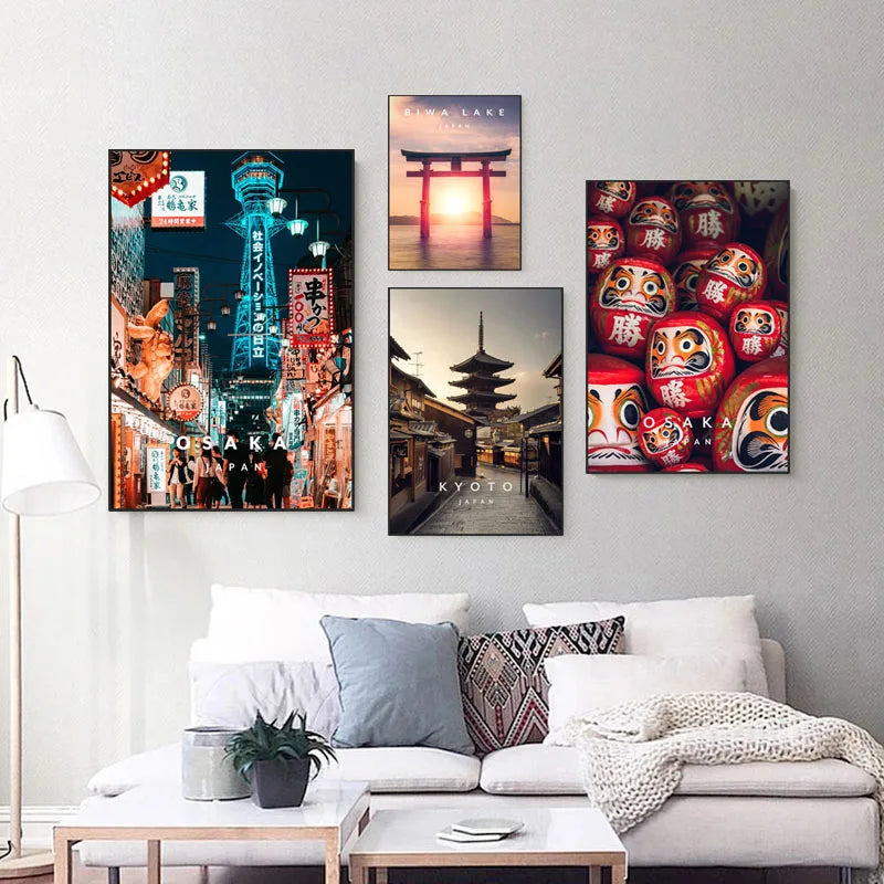 Lienzo Paisaje Tokyo Pastel - Poster Anime Ciudad Japonesa Kyoto | Arte Decorativo Sin Marco