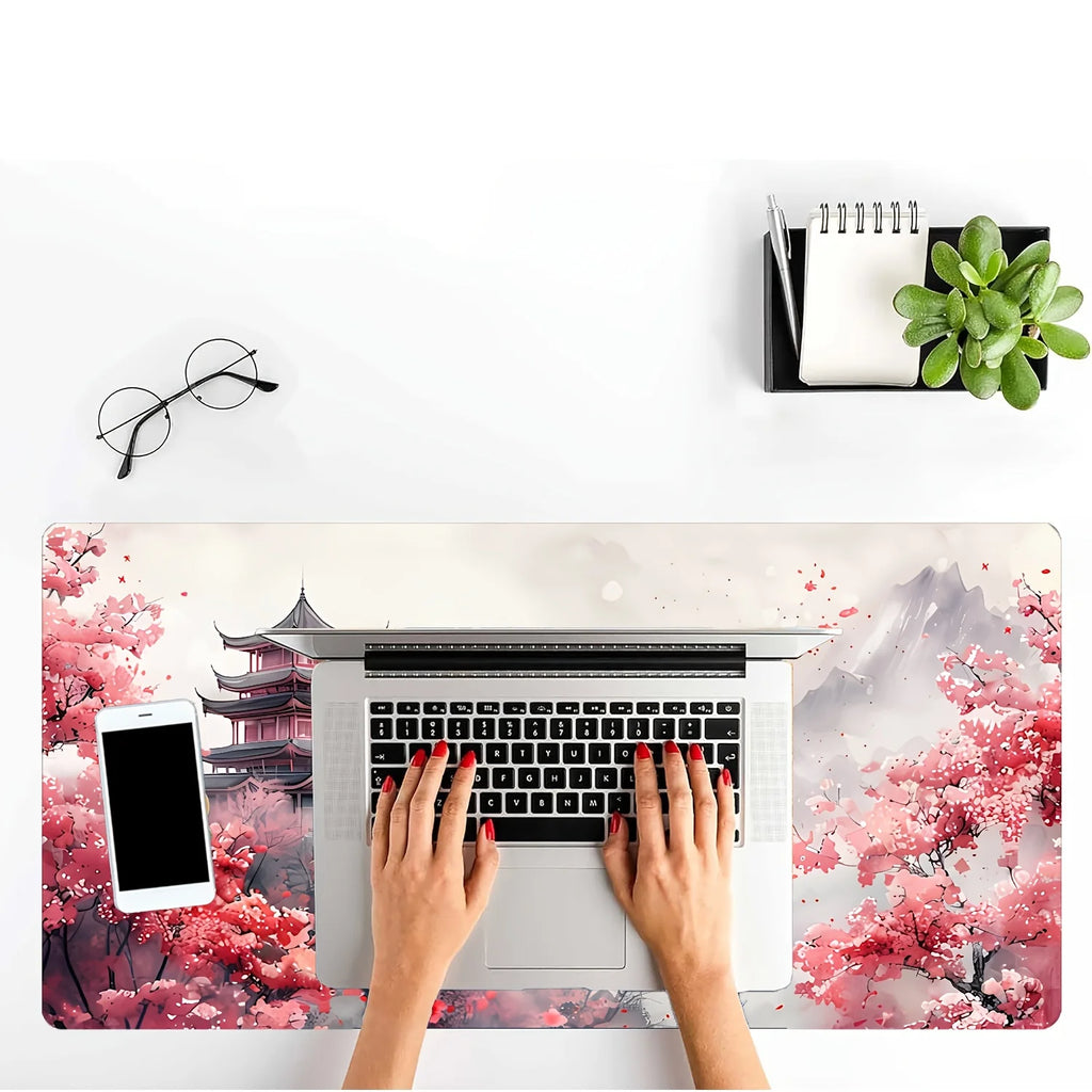 Alfombrilla Sakura Flor de Cerezo - Mouse Pad Gaming Japonés Grande | Tapete Antideslizante Escritorio