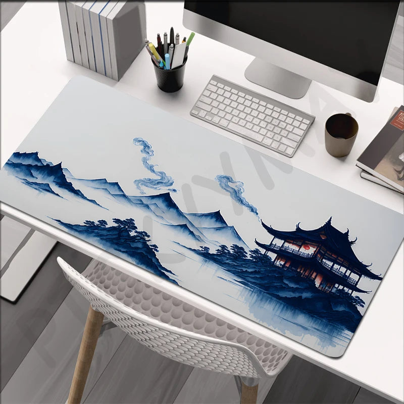 Alfombrilla Pintura Tinta China XXL - Mouse Pad Goma Natural Bordes Reforzados | Tapete Escritorio Gaming Grande