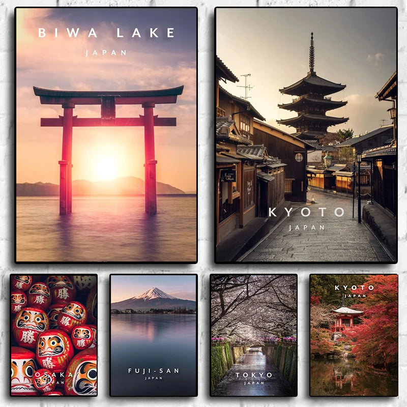 Lienzo Paisaje Tokyo Pastel - Poster Anime Ciudad Japonesa Kyoto | Arte Decorativo Sin Marco