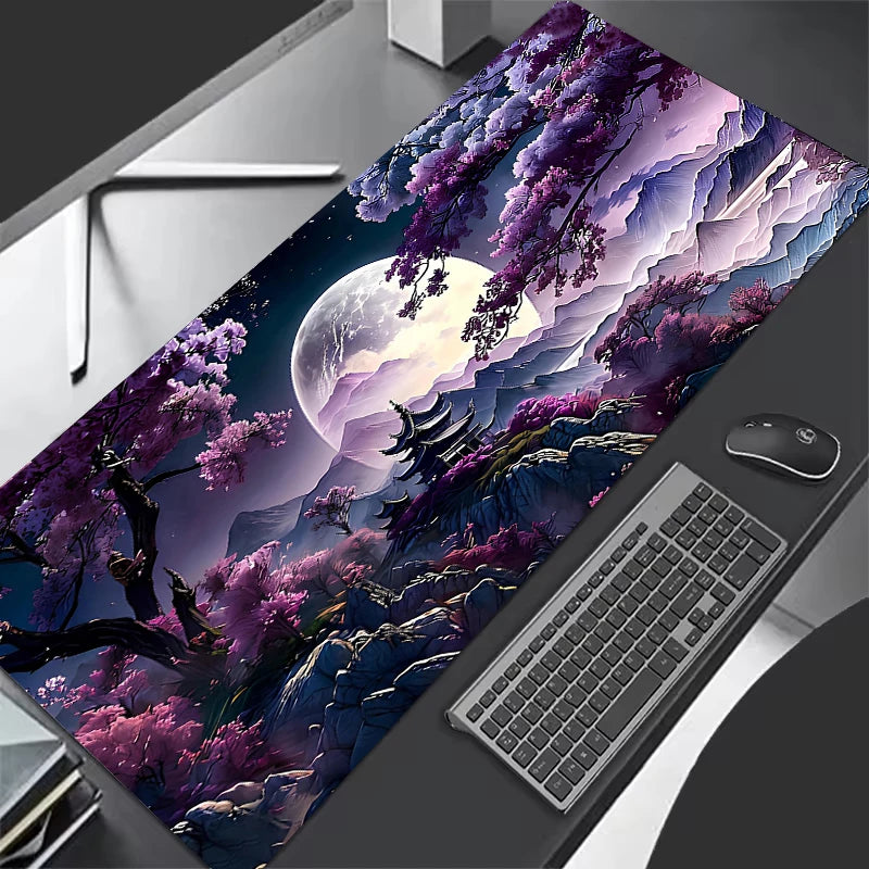 Alfombrilla Cielo Estrellado Luna XXL - Mouse Pad Gaming Grande Antideslizante | Tapete Escritorio Espacial