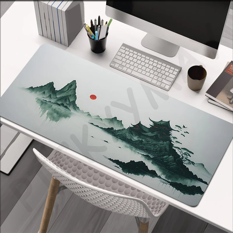 Alfombrilla Pintura Tinta China XXL - Mouse Pad Goma Natural Bordes Reforzados | Tapete Escritorio Gaming Grande