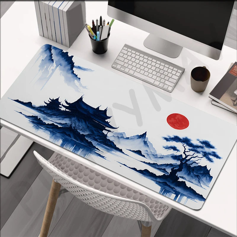 Alfombrilla Pintura Tinta China XXL - Mouse Pad Goma Natural Bordes Reforzados | Tapete Escritorio Gaming Grande