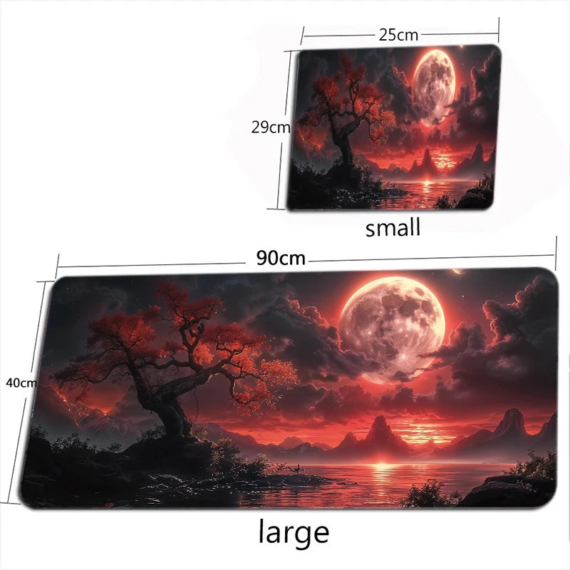 Alfombrilla Cielo Estrellado Luna XXL - Mouse Pad Gaming Grande Antideslizante | Tapete Escritorio Espacial