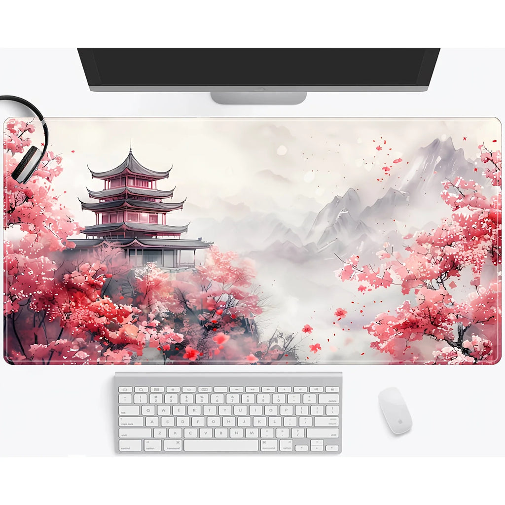 Alfombrilla Sakura Flor de Cerezo - Mouse Pad Gaming Japonés Grande | Tapete Antideslizante Escritorio