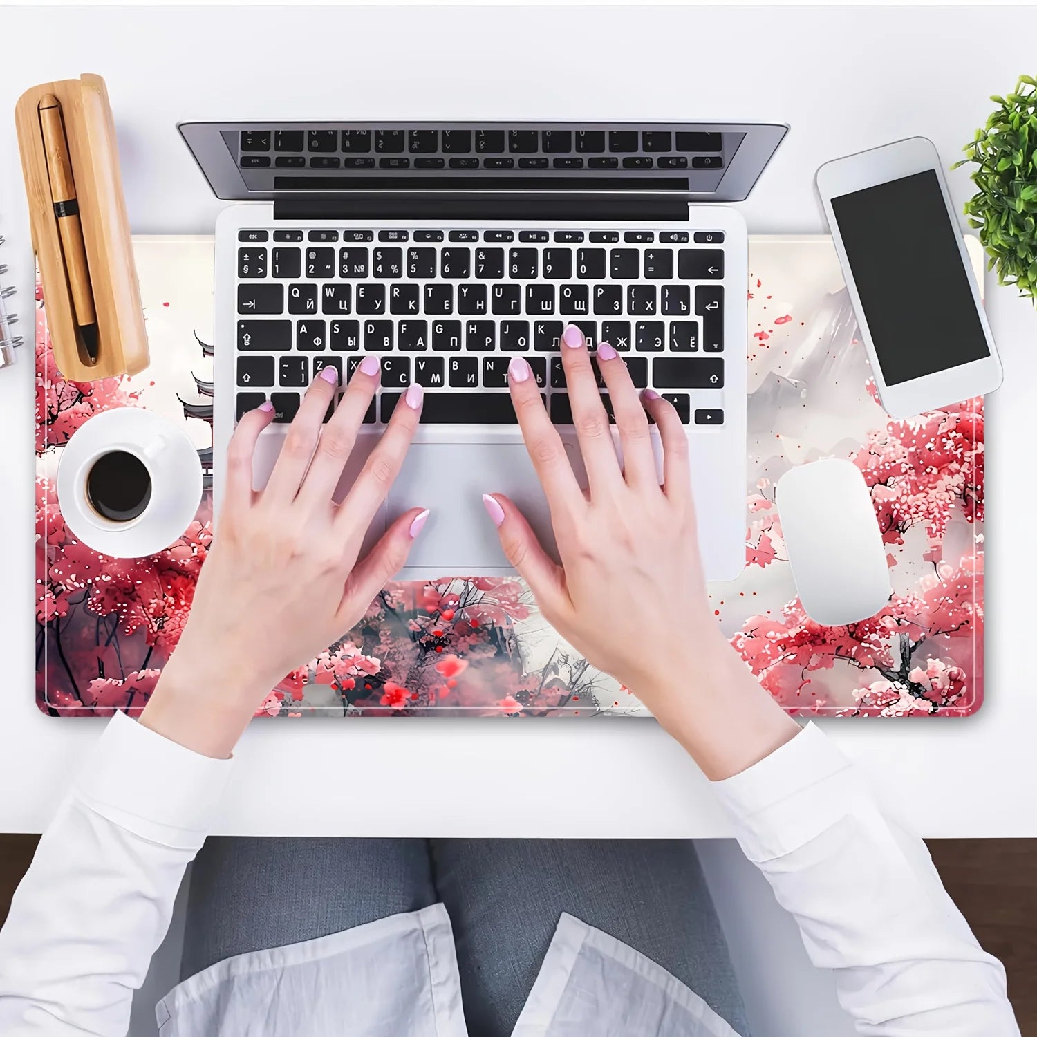 Alfombrilla Sakura Flor de Cerezo - Mouse Pad Gaming Japonés Grande | Tapete Antideslizante Escritorio